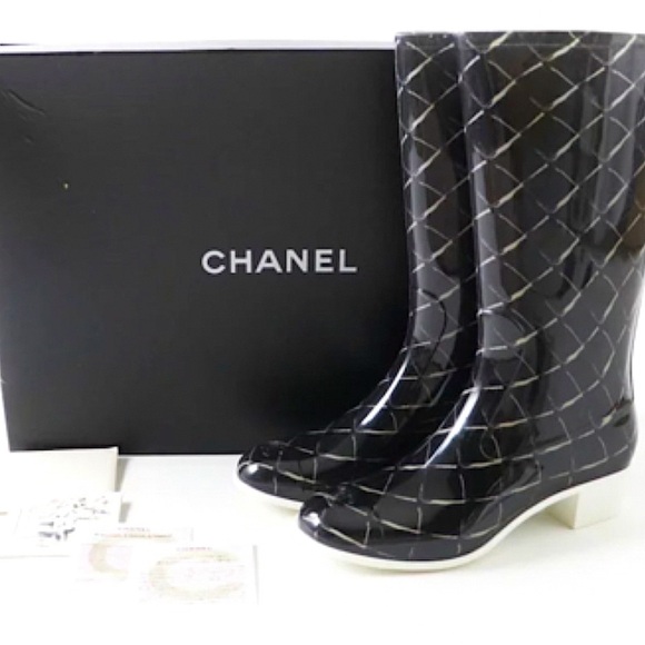 Chanel Rain Boots with box and original paper work. - Picture 1 of 5